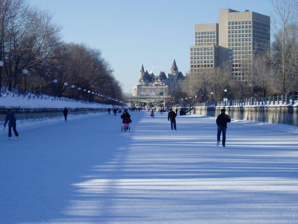 Skaters on the Rideau Canal in winter, Ottawa