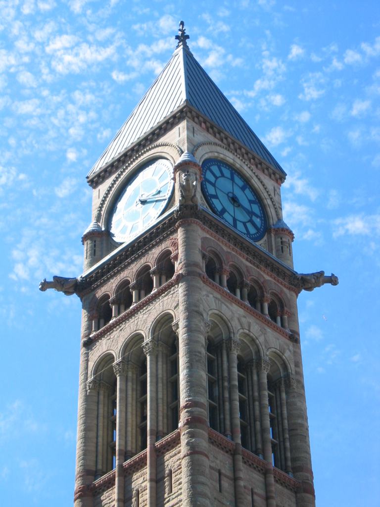 The clock tower of Toronto's Old City Hall